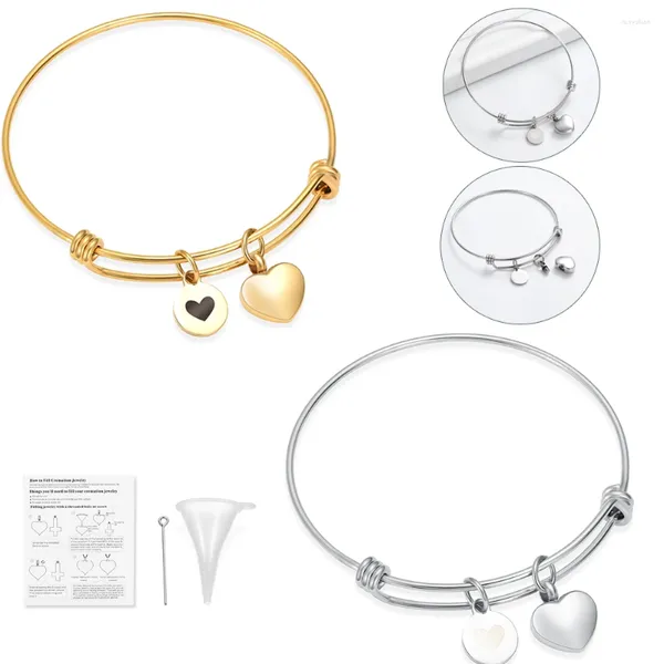 Brazalete para cenizas de cremación con miniurna de corazón para mujeres románticas conmemorativas, pulsera de acero inoxidable de recuerdo presente