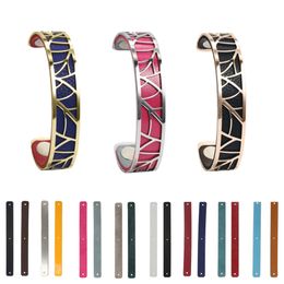 Bangle Cremo Leaf Manchet Armbanden Omkeerbare Lederen Band Stianless Stalen Sieraden Argent Armbanden voor Moederdag Gift 230606