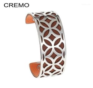 Bracelet Cremo Stars bracelets acier inoxydable Bracelet Argent Bijoux Femme bras poignets géométrie 25mm réversible cuir Stripe12206105