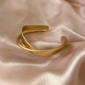 Bangle Cross Matte Geometry Opening Bracelet for Women Vintage Gold 2022 European Fashion Statement Sieraden Accessoires