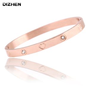 Bangle Crystal Rose Gold Silver Bracelet voor vrouwen horen sieraden titanium trendy pulseiras B18148