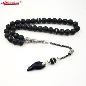 Brazalete de cristal Tasbih y ágatas estilo borla Cristal negro Cuentas de oración musulmanas 33 66 99 Misbaha cuentas Islam Rosario Regalo islámico 230726