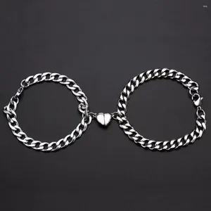 Bracelet à demi-cœur magnétique de chaîne cubaine de 2 pour les couples | Magnet Men Women Ses et ses bijoux