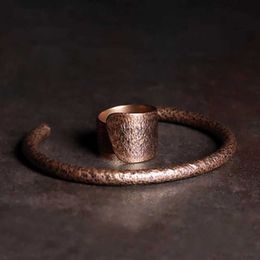 Bracelet manchette ensembles de bijoux plein cuivre bracelet rustique métal oxydé Punk Viking bijoux faits à la main unisexe Couple accessoires 240319
