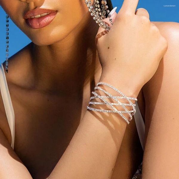 Bracelet multicouche à manchette pour femmes luxe indienne charme raminestone mode 2024 mariage bijoux bien bijoux