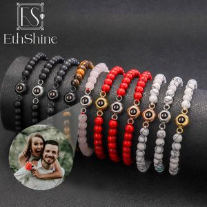 Brazalete Po Pulsera personalizada Proyección personalizada Parejas Pulseras con cuentas Memorial Navidad Regalo del día de San Valentín 231023