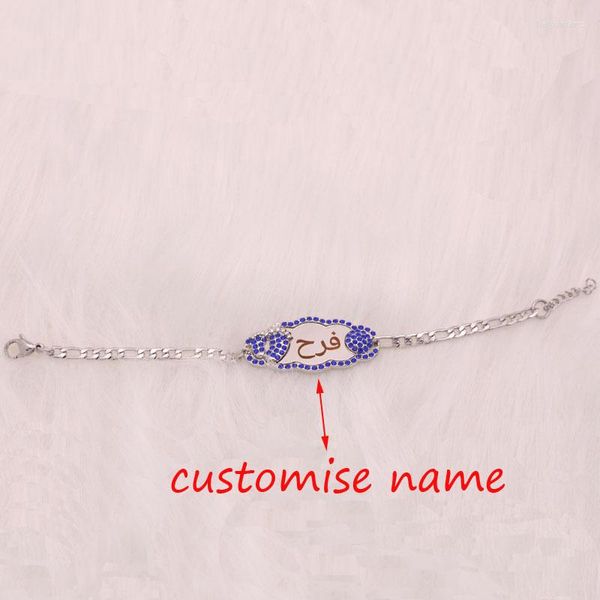 Brazalete Personalizar Nombre Musulmán Bebé Niño Azul Brazaletes Pulseras