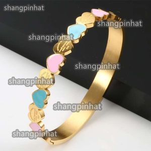 Bangle Cute Love Heart Gold Pating Staiess Steel Lucky Cuff Bangles Women Girls Wedding Party Charm Jewelry cadeau