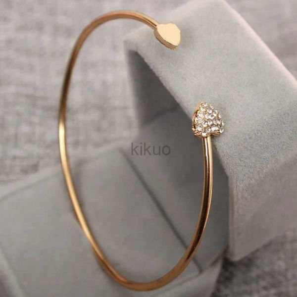 Brazalete lindo romántico cazador de corazón brazaletes brazaletes para mujeres dorado color metal amuleto abierta brazalete nuevo joyería de moda 24411