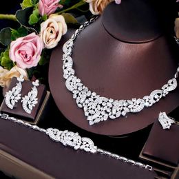 Brazalete CWWZircons 4 piezas brillante completo CZ collar de boda de lujo África Dubai boda danza joyería conjuntos de disfraces para mujeres T685 240319
