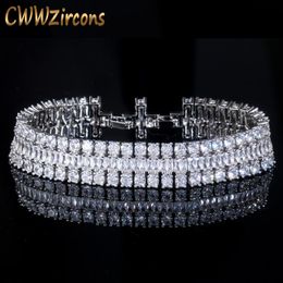 Bangle Cwwzircons Brand Sparkling White Gold Color superior Cúcico Cúconia Cúcica Luxury Big Wrap Pulsera Bridal Wedding Jewelry CB043