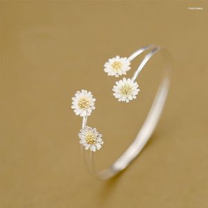Bangle Madeliefjes Puur 925 Sterling Zilver Daisy Flower Bangles Mode-sieraden Vrouwen Manchet Armbanden Accessoires