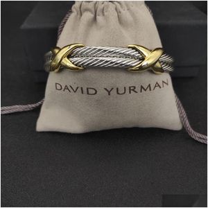 Bangle David Yurma x 10 mm armband voor vrouwen van hoge kwaliteit Station Cross Collection Vintage Ethnic Loop Hoop Punk Jewelry Band Drop de Otpyg