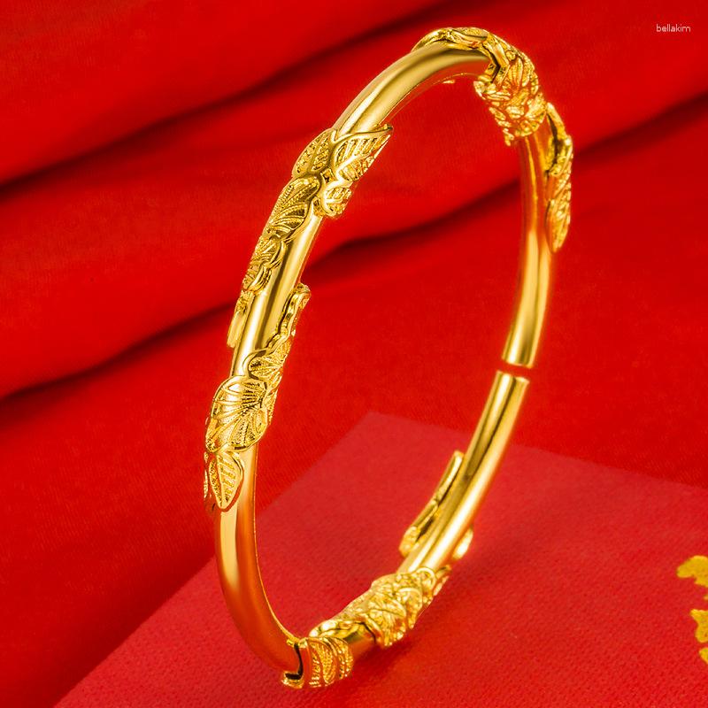 Armreif, zartes Blatt-Wickelarmband für Frauen, Kupfer, Gelbgold gefüllt, runder Stab, Öffnung, Braut, Hochzeit, Party-Schmuck