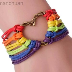 Bangle Delysia King Unisex Handgemaakte Liefde Metaal Gevlochten Armbanden Trendy Rainbow Weave Armband Charms Designer ldd240312