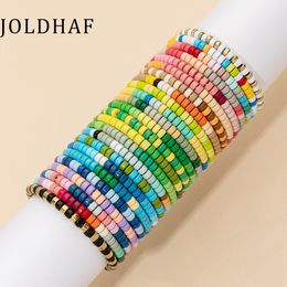 Diseño de brazalete 3x5 mm Pulseras de cuentas coloridas Pulseras de cuentas elásticas bohemias hechas a mano Brazalete para mujeres Cuentas coloridas Regalo de joyería 230925