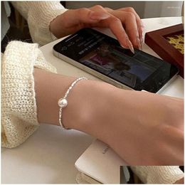 Bangle Design Light Luxe Mengere elegante Pearl -armband voor vrouwen Fashion Sier Color Sieraden Accessoires Geschenken Drop levering Brace DHZ4U