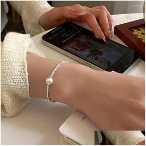 Bangle Design Light Luxury Exquis Elegant Pearl Bracelet for Women Fashion Sier Color Accessoires Cadeaux Drop Livraison Abrace DHZ4U