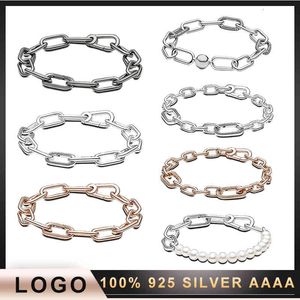 Bangle Designer 2022 S925 Sterling Silver Winter Style ME -serie Bracelet Round Interlocking Chain Women Original Fashion Jewelry Cadeau