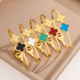 Diseñador de brazalete 4 Fuerza de trébol de hojas Joyas Vanclef Pulsera para mujeres Baczones de brazalete de brazalete abierto Gold Silver Fomed Women Joya Fiesta Deds Simple