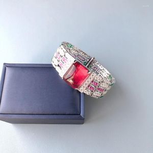 Bracelet Designer Collection mode femmes élégantes dame Bracelet incrusté coloré Zircon synthétique rubis bijoux haut de gamme