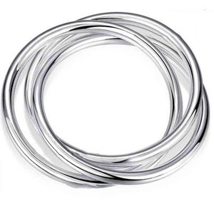 Bangle Designer Fashion 925 Silver Bracelet Bangles Women Three Líneas Alta calidad 925 Joyas