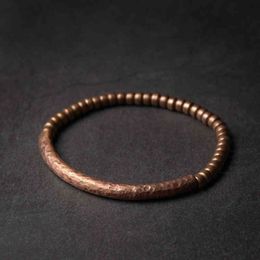 Bangle Designer Handmade Hammered Pure Copper Bracelet Vintage kunstmatige geoxideerde straat rotsstijl metaal unisex sieraden voor mannen vrouwen