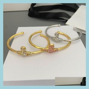 Bracelet Designer Bijoux Femmes Star Starry Skygun Couleur Planète Bracelets Diamants Vintage Cuivre Femme Métal Nonfading Ouvert Bracelets Dhjm1