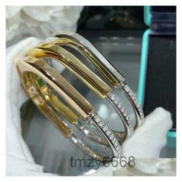 Bangle Designer Lock Armbanden Set Diamanten Sier Gouden Armband voor Vrouwen Luxe Sieraden met Veet Bag Drop Delivery Dhwoy FMIY