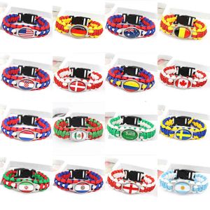 Bracelet Designer Métal Monde Pays Drapeau Bracelet pour Hommes Femmes Usa Allemagne France Espagne Italie National Paracord Bracelets Bijoux