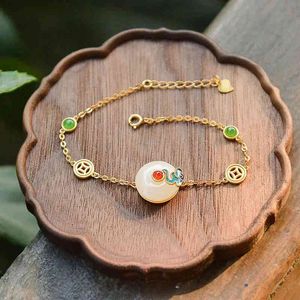 Bangle Designer origineel innovatief ontwerp natuurlijke hetiaanse ronde jadeite koperen munten dames armband eenvoudige en frisse klassieke zilveren sieraden