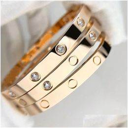 Bracelet de vis à vis de bracelet de luxe Bracelets de bijoux de luxe 18K Rose Gol Sier Titane en acier Diamond Bangles Nail pour hommes Femmes 1 Otlnj