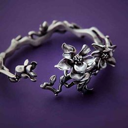 Bracelet Designer été Design indépendant fait à la main Magnolia dames Bracelet exquis et belle mode bijoux en argent
