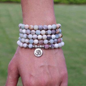 Bangle Designer Women Men Sieraden 8mm Matte Ite Stone kralen om Charm Strand Bracelet 108 Mala Yoga Chakra of ketting