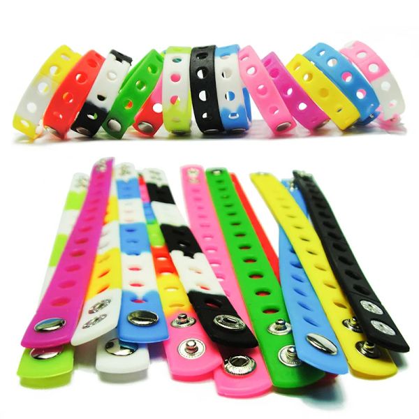 Bangle DHL EMS Wholesale 200pcs Couleur mixte 18 cm Fashion Silicone Bracelets Fit With Shoe Charms Kids Gift