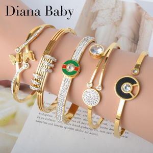 Bangle Diana Baby Sieraden Rvs Bangles Manchet Armbanden Kleurrijke Zirkoon Hoge Kwaliteit voor Dames Klassieke Trendy Daily Draag Gift
