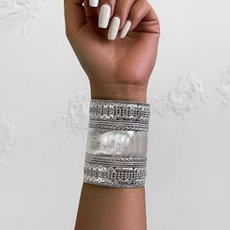 Bangle DIEZI Punk Goud Zilver Kleur Gesneden Manchet Armbanden Voor Vrouwen Vintage Overdreven Geometrische Armband Mode Brede Sieraden
