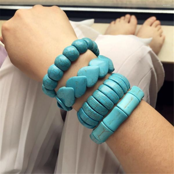 Brazalete DIEZI Vintage étnico verde corazón piedra cuerda elástica brazaletes mujeres niñas ancho ajustable pulseras hombres 2023 joyería