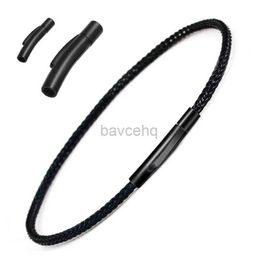 Bangle Diy past originele fijne polsband Leather Cord armband Charms Black Bracelet Disc Clasp Snake Chain armband sieraden Making 240411