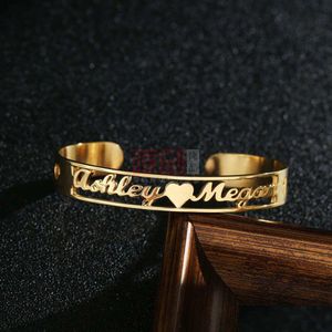 Bangle DIY Nom en acier inoxydable Electroplated True Gold English Letter Bracelet Drop Livrot Bijoux Bracelets Dhywq