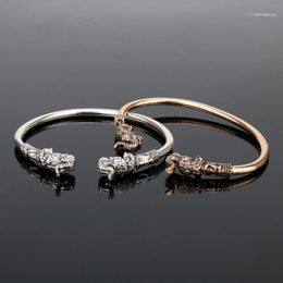 Brazalete Dongsheng moda cabeza de elefante vikingos accesorio Vintage brazaletes pulseras para Mujeres Hombres joyería de Metal liso-251