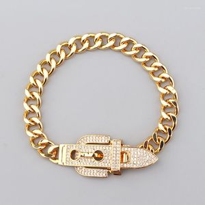 Bracelet Donia Bijoux Vintage Ceinture Titane Acier Micro-insert Zircon Bracelet De Luxe Européen Et Américain