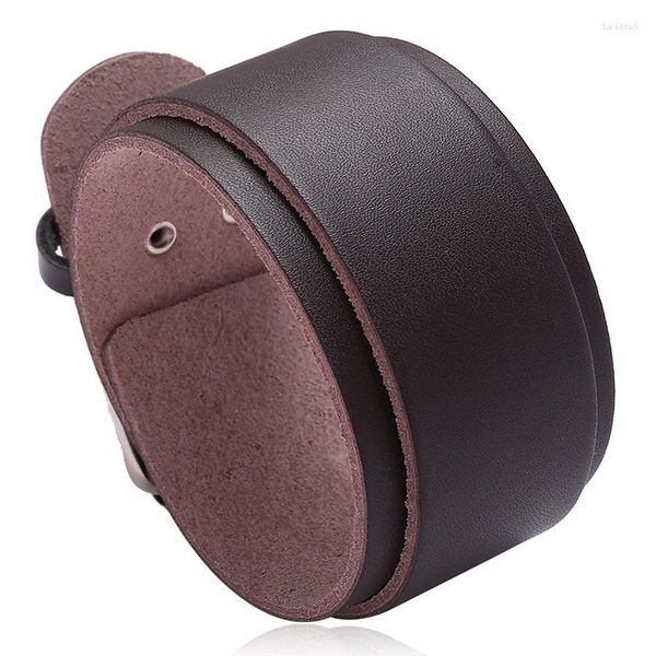 Brazalete de doble genuino pulseras de cuero ancho para hombres vintage estilo punk gran manguito hecho a mano joyería de joyas ajustables ajustables