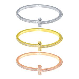 Bangle dubbele rij zirkoon volledige diamanten armband bruidsmeisjes vrienden paar vrouwelijke vrouwen manchet charme armbanden sieraden koper metaal