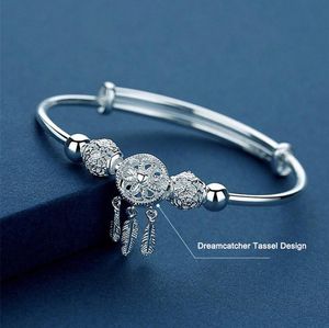 Bangle Dream Catcher Feather Tassel Braw Bracelet For Women Fashion Silver 925 Sieraden AccessoriesBangle Bangle