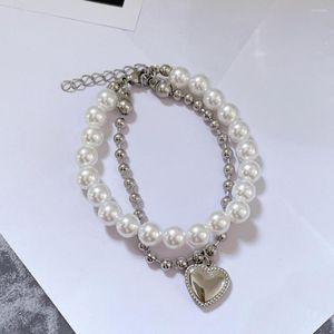 Bangle Dress Up Accessoire Faux Pearl Heart Hanger Bracelet Party sieraden voor dagelijkse slijtage