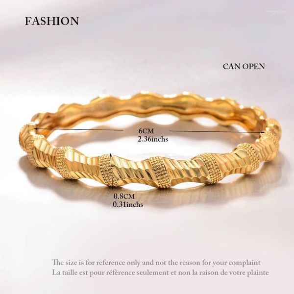 Brazalete de Dubái, 1 unids/lote, brazaletes de Color dorado para mujer, niña, Islam, musulmán, árabe, Oriente Medio, boda, joyería de cobre, Bresslate Melv22