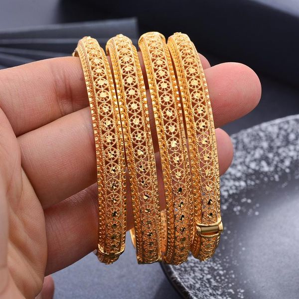 Brazalete Dubai Etiopía pulsera de oro brazaletes regalos joyería de boda África hermoso patrón étnico Twomen Bijoux Femme