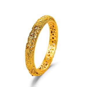 Bracelet Dubai Mode Bracelet Pour Femmes Solide 18k Or Jaune Rempli Ancienne Fleur Hirondelle Conception Bijoux CadeauBangle