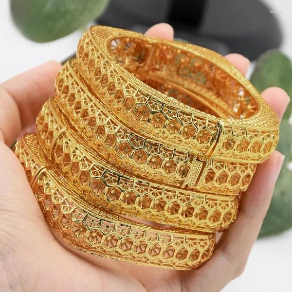 Bracelet Dubai Mariage Mariée 24K Plaqué Or Carré Alliage Bracelet Moyen-Orient Afrique Ethiopie Femmes Imitation Ornement